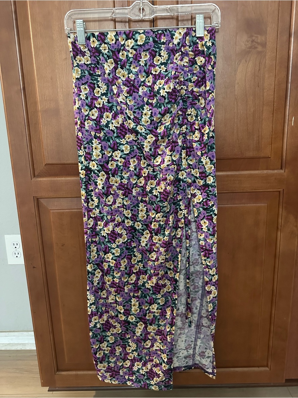SHEIN Purple Floral Maxi Skirt with Yellow Flowers